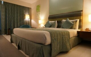 A cozy Brunswick hotel room.