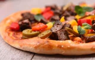 A delicious steak pizza from Camden, Maine