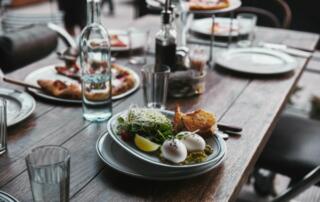 A delicious pizza and salad at a Moosehead Lake restaurant