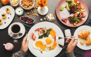 large breakfast with eggs at a restaurant in westbrook maine