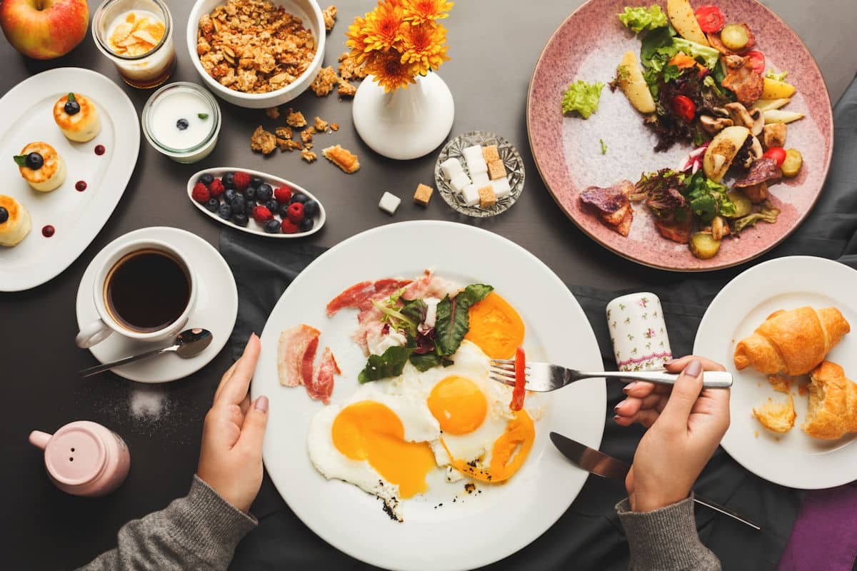large breakfast with eggs at a restaurant in westbrook maine
