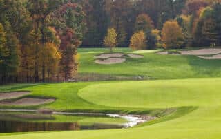 fall foliage at a golf course in portland maine