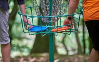 Disc golfers in Bath, Maine