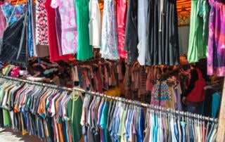Clothes at a Freeport, ME thrift store
