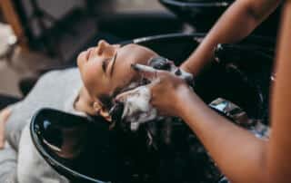 A client at a Kennebunk hair salon